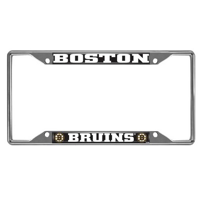 Fan Mats  LLC Boston Bruins Chrome Metal License Plate Frame, 6.25in x 12.25in Chrome