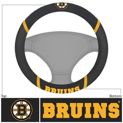 Fan Mats  LLC Boston Bruins Embroidered Steering Wheel Cover Black