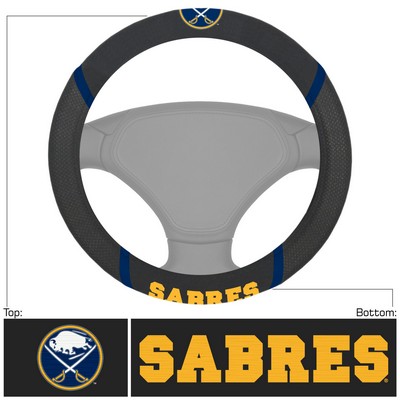 Fan Mats  LLC Buffalo Sabres Embroidered Steering Wheel Cover Black