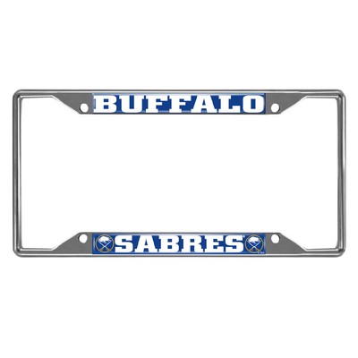 Fan Mats  LLC Buffalo Sabres Chrome Metal License Plate Frame, 6.25in x 12.25in Chrome