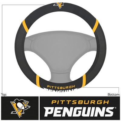Fan Mats  LLC Pittsburgh Penguins Embroidered Steering Wheel Cover Black