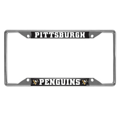 Fan Mats  LLC Pittsburgh Penguins Chrome Metal License Plate Frame, 6.25in x 12.25in Chrome