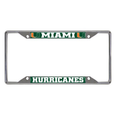 Fan Mats  LLC Miami Hurricanes License Plate Frame Chrome
