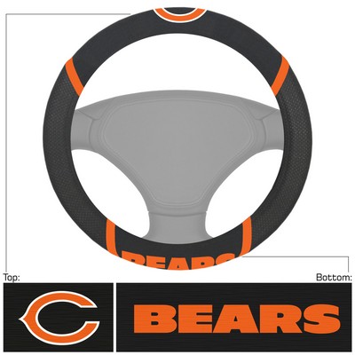 Fan Mats  LLC Chicago Bears Embroidered Steering Wheel Cover Black
