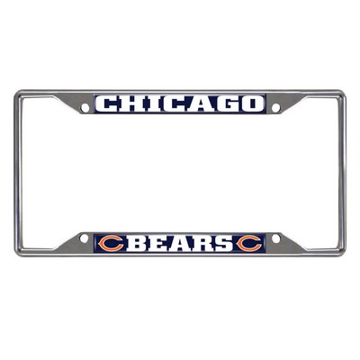 Fan Mats  LLC Chicago Bears Chrome Metal License Plate Frame, 6.25in x 12.25in Navy
