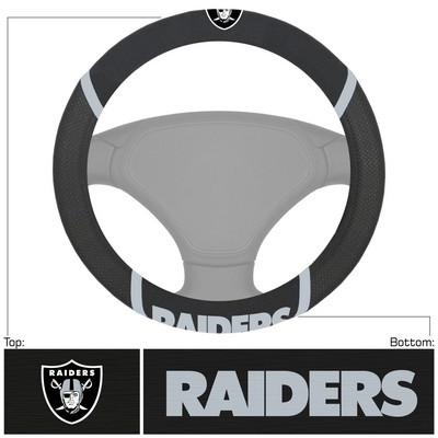 Fan Mats  LLC Las Vegas Raiders Embroidered Steering Wheel Cover Black
