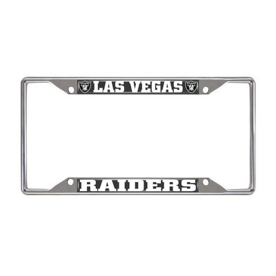 Fan Mats  LLC Las Vegas Raiders Chrome Metal License Plate Frame, 6.25in x 12.25in Black