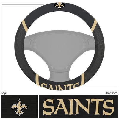 Fan Mats  LLC New Orleans Saints Embroidered Steering Wheel Cover Black