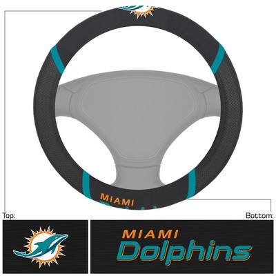 Fan Mats  LLC Miami Dolphins Embroidered Steering Wheel Cover Black