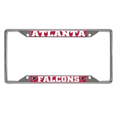 Fan Mats  LLC Atlanta Falcons Chrome Metal License Plate Frame, 6.25in x 12.25in Red