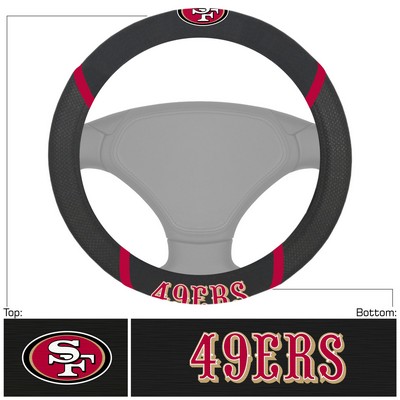 Fan Mats  LLC San Francisco 49ers Embroidered Steering Wheel Cover Black