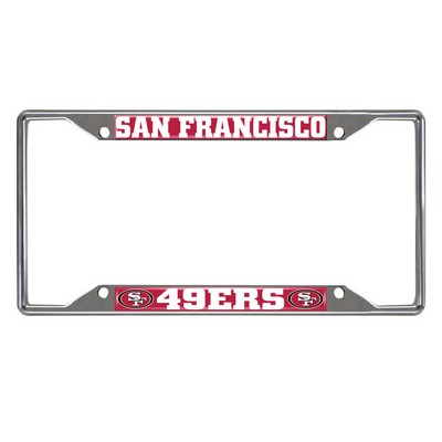 Fan Mats  LLC San Francisco 49ers Chrome Metal License Plate Frame, 6.25in x 12.25in Red