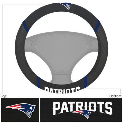 Fan Mats  LLC New England Patriots Embroidered Steering Wheel Cover Black