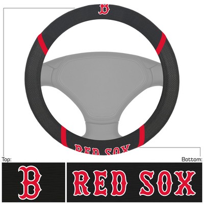 Fan Mats  LLC Boston Red Sox Embroidered Steering Wheel Cover Black