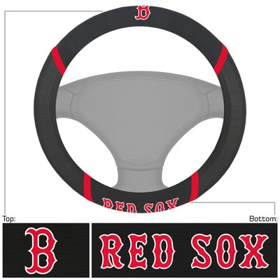 Fan Mats  LLC Boston Red Sox Steering Wheel Cover Black