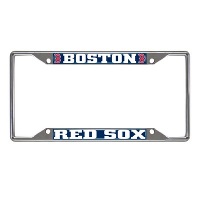 Fan Mats  LLC Boston Red Sox Chrome Metal License Plate Frame, 6.25in x 12.25in Navy