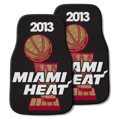 Fan Mats  LLC Miami Heat 2013 NBA Champions  Front Carpet Car Mat Set - 2 Pieces Black