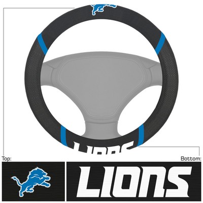Fan Mats  LLC Detroit Lions Embroidered Steering Wheel Cover Black