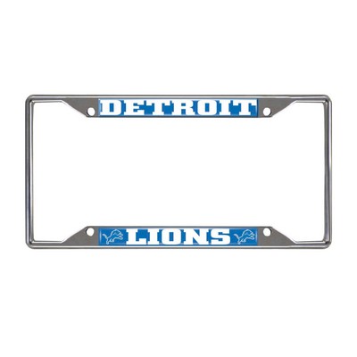 Fan Mats  LLC Detroit Lions Chrome Metal License Plate Frame, 6.25in x 12.25in Blue