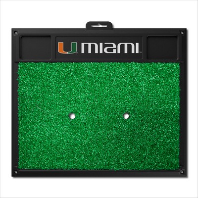 Fan Mats  LLC Miami Hurricanes Golf Hitting Mat Green