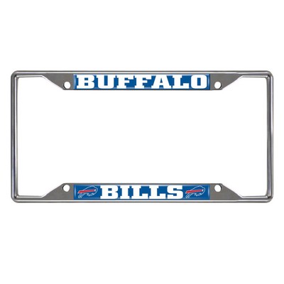 Fan Mats  LLC Buffalo Bills Chrome Metal License Plate Frame, 6.25in x 12.25in Blue
