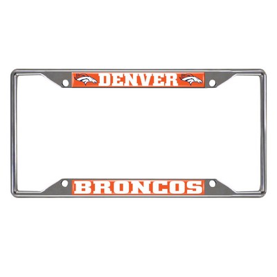 Fan Mats  LLC Denver Broncos Chrome Metal License Plate Frame, 6.25in x 12.25in Orange