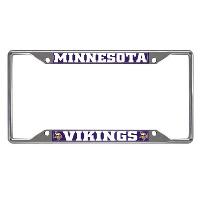 Fan Mats  LLC Minnesota Vikings Chrome Metal License Plate Frame, 6.25in x 12.25in Purple