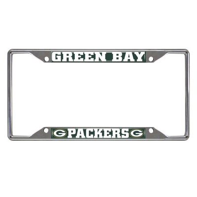 Fan Mats  LLC Green Bay Packers Chrome Metal License Plate Frame, 6.25in x 12.25in Green