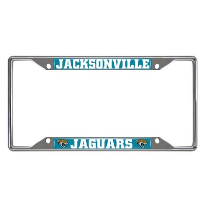 Fan Mats  LLC Jacksonville Jaguars Chrome Metal License Plate Frame, 6.25in x 12.25in Black