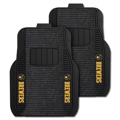 Fan Mats  LLC Milwaukee Brewers 2-pc Deluxe Car Mat Set Black