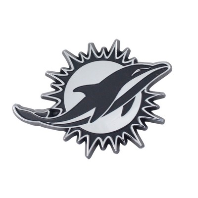 Fan Mats  LLC Miami Dolphins 3D Chrome Metal Emblem Chrome