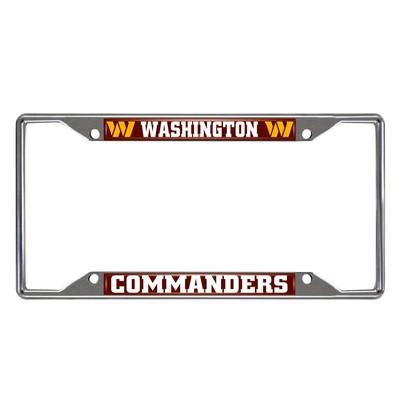 Fan Mats  LLC Washington Commanders Chrome Metal License Plate Frame, 6.25in x 12.25in Chrome