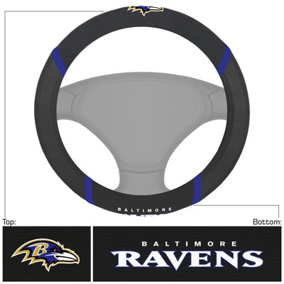 Fan Mats  LLC Baltimore Ravens Embroidered Steering Wheel Cover Black