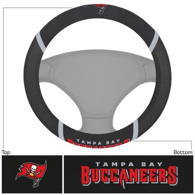 Fan Mats  LLC Tampa Bay Buccaneers Embroidered Steering Wheel Cover Black
