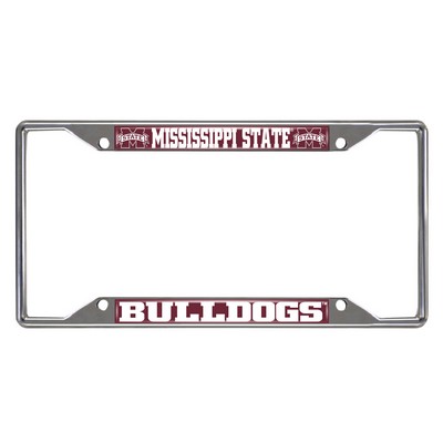 Fan Mats  LLC Mississippi State Bulldogs Chrome Metal License Plate Frame, 6.25in x 12.25in Maroon