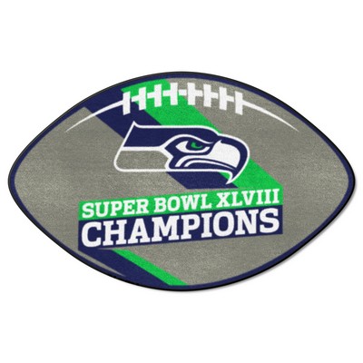 Fan Mats  LLC Seattle Seahawks  Football Rug - 20.5in. x 32.5in., 2014 Super Bowl XLVIII Champions Gray