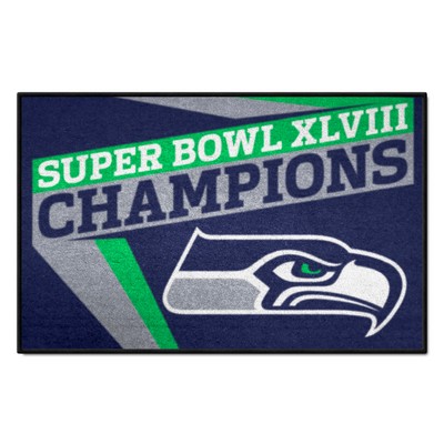 Fan Mats  LLC Seattle Seahawks Starter Mat Accent Rug - 19in. x 30in., 2014 Super Bowl XLVIII Champions Navy