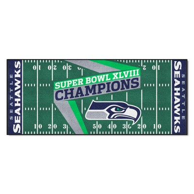 Fan Mats  LLC Seattle Seahawks Field Runner Mat - 30in. x 72in., 2014 Super Bowl XLVIII Champions Green