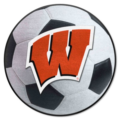 Fan Mats  LLC Wisconsin Badgers Soccer Ball Mat White