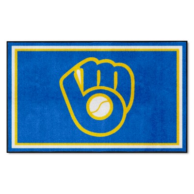 Fan Mats  LLC Milwaukee Brewers 4x6 Rug Blue