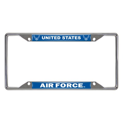 Fan Mats  LLC U.S. Air Force Chrome Metal License Plate Frame, 6.25in x 12.25in Blue