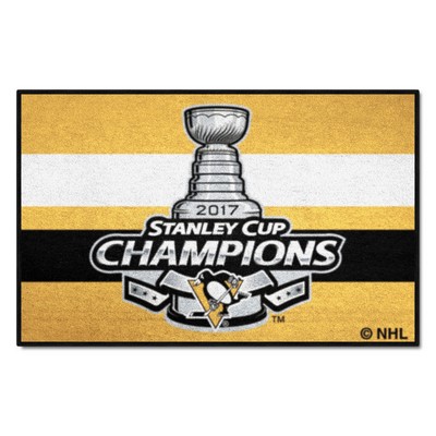 Fan Mats  LLC Pittsburgh Penguins Starter Mat Accent Rug - 19in. x 30in., 2017 NHL Stanley Cup Champions Yellow