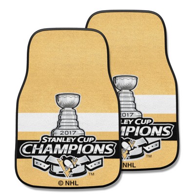 Fan Mats  LLC Pittsburgh Penguins Front Carpet Car Mat Set - 2 Pieces, 2017 NHL Stanley Cup Champions Yellow