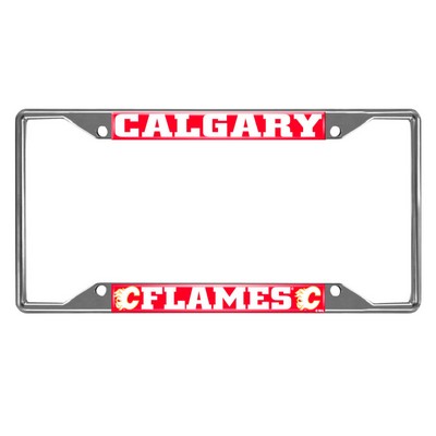 Fan Mats  LLC Calgary Flames Chrome Metal License Plate Frame, 6.25in x 12.25in Chrome