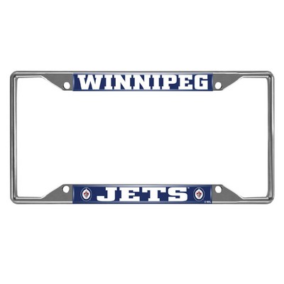 Fan Mats  LLC Winnipeg Jets Chrome Metal License Plate Frame, 6.25in x 12.25in Chrome