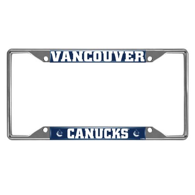 Fan Mats  LLC Vancouver Canucks Chrome Metal License Plate Frame, 6.25in x 12.25in Chrome