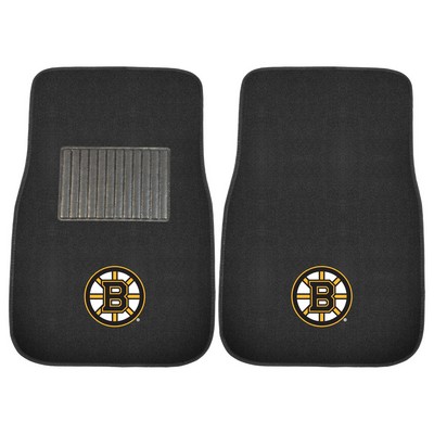 Fan Mats  LLC Boston Bruins 2-pc Embroidered Car Mat Set Black