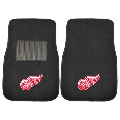 Fan Mats  LLC Detroit Red Wings Embroidered Car Mat Set - 2 Pieces Black