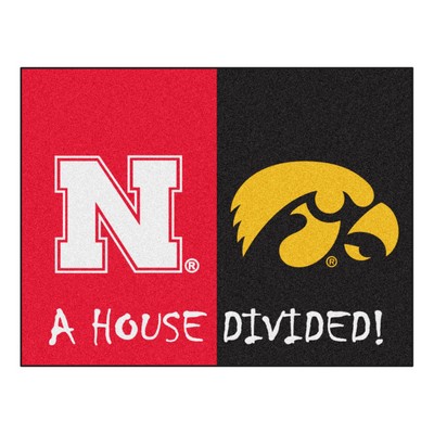 Fan Mats  LLC House Divided - Nebraska / Iowa House Divided House Divided Rug - 34 in. x 42.5 in. Multi
