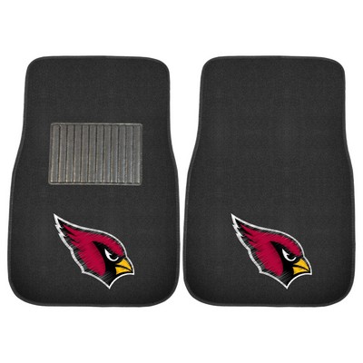 Fan Mats  LLC Arizona Cardinals Embroidered Car Mat Set - 2 Pieces Black